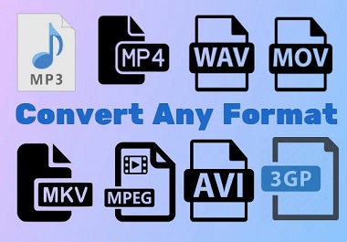 I will convert any audio or video file to mp3, mp4, ...