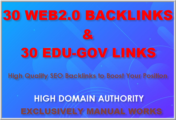 Manually create 30 Web2.0 Backlinks and 30 edu and go...