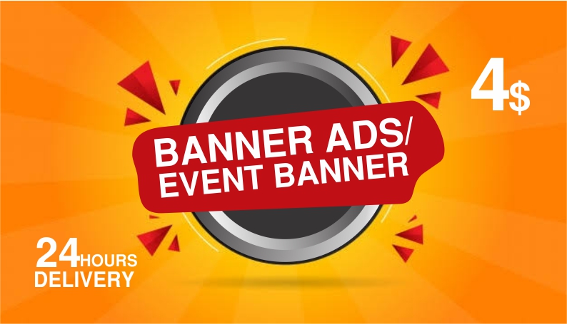Provide creative banner ads/event banner/header in 24...