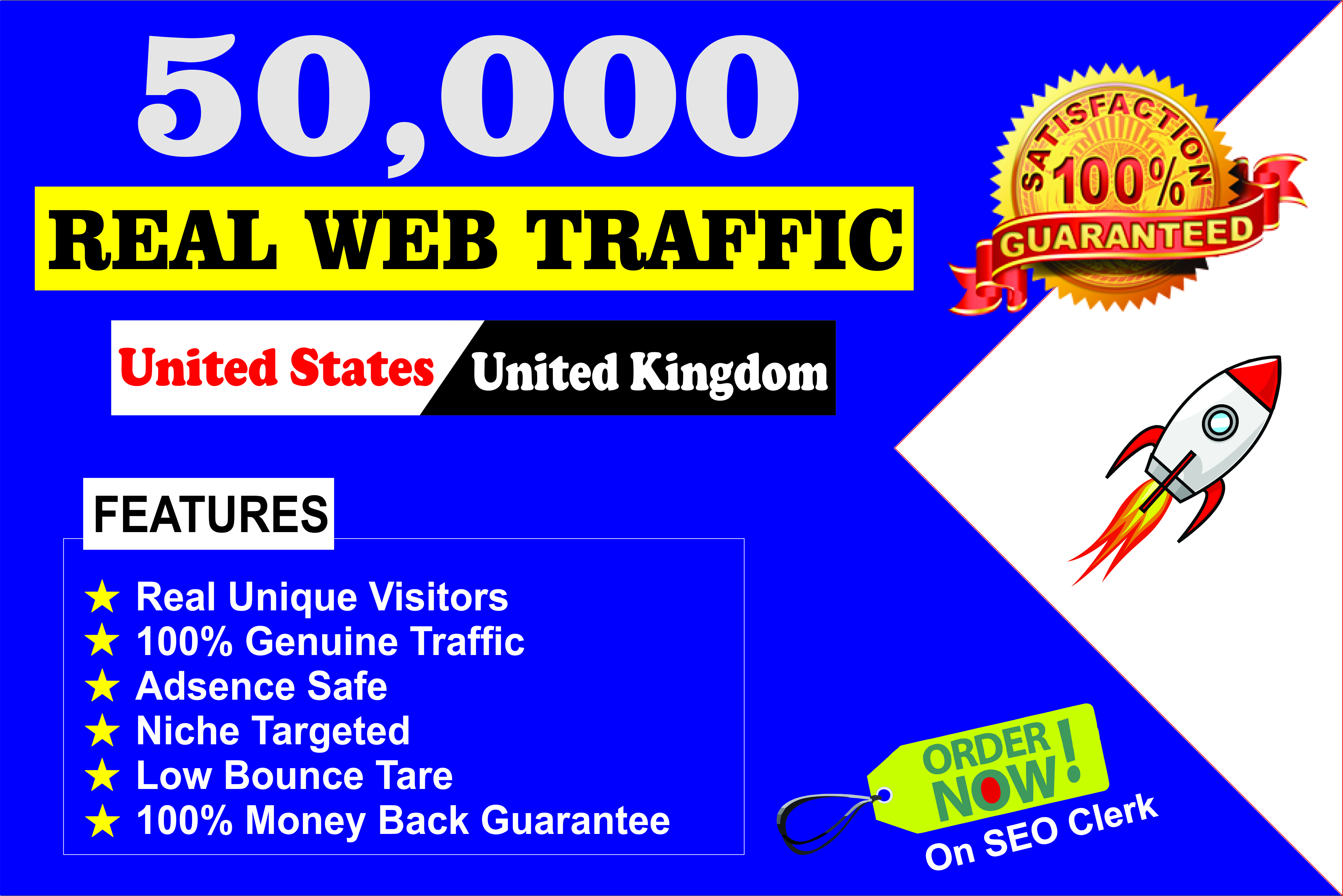 I will send 50,000 USA UK targeted real organic web t...