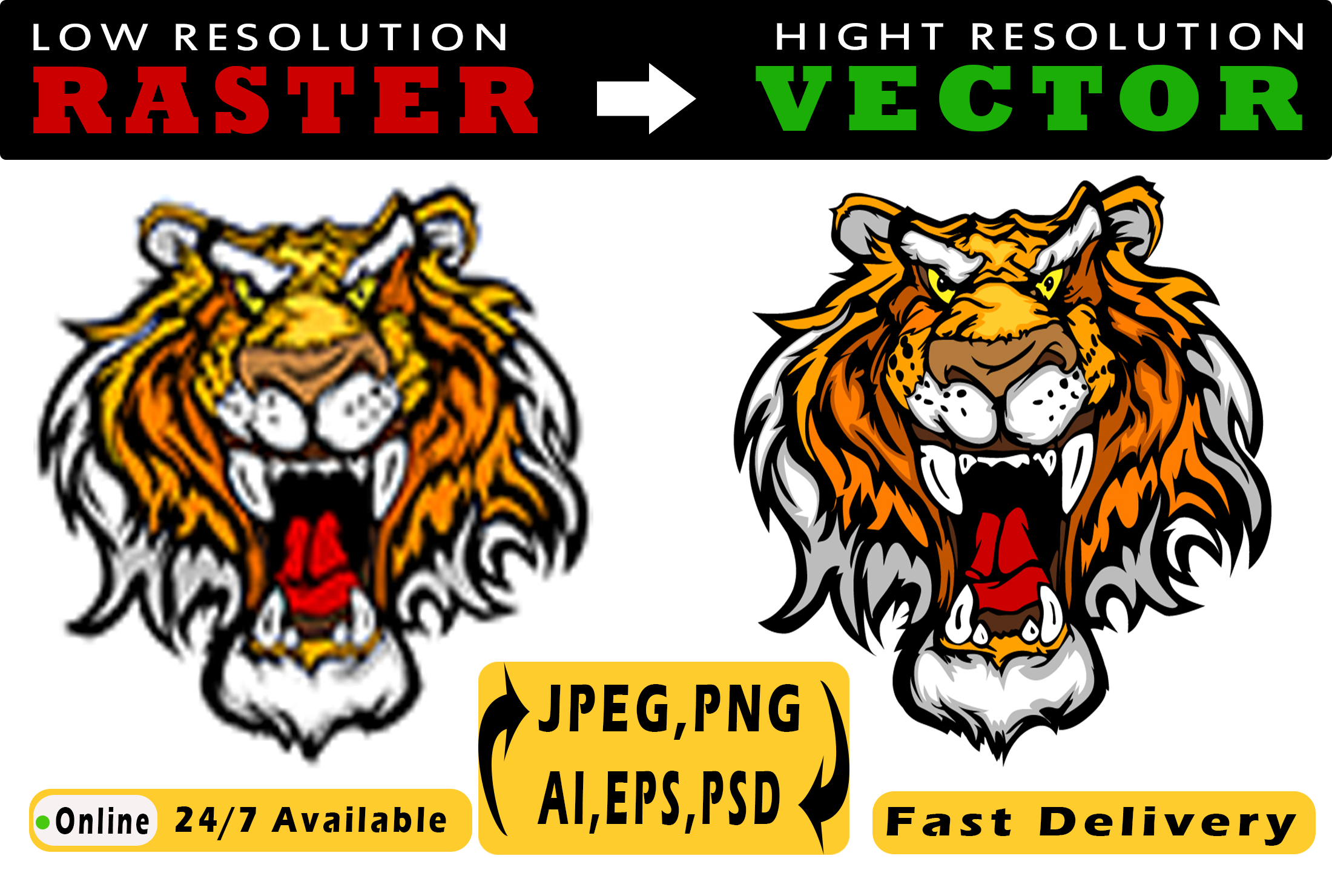 I will convert any file raster to vector ai, psd, png...