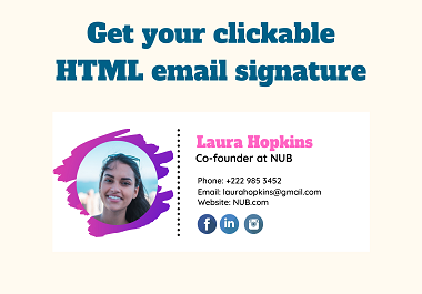 I will create clickable HTML email signature with soc...
