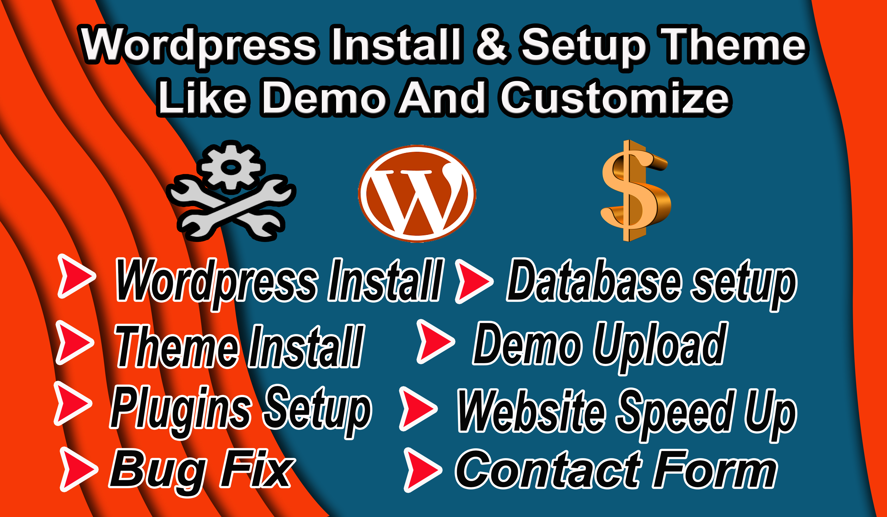 I will install WordPress, theme setup, demo Upload,...
