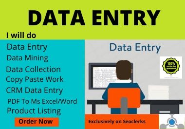I will do your virtual assistant for data entry, dat...