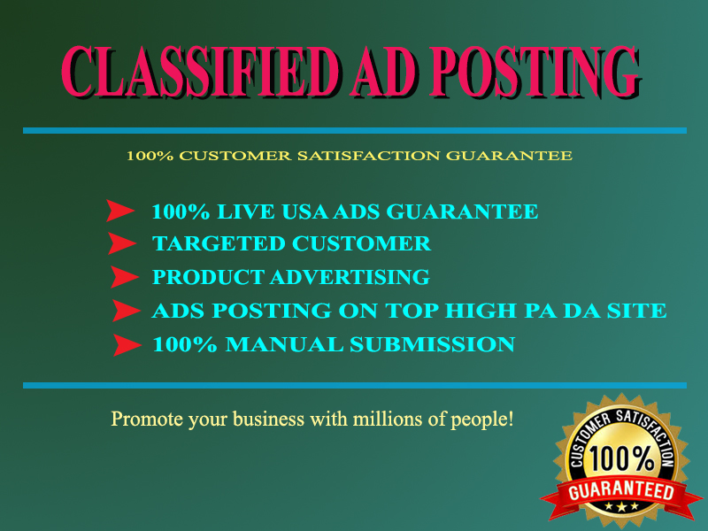 I will do 50 classified ads submission, manually in ...