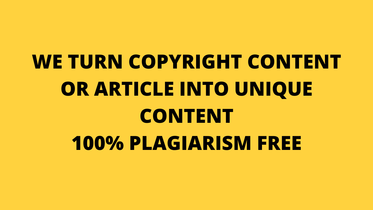 I will do copyright article or content into unique in...
