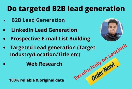 I will do 100 highly targeted b2b lead generation and...