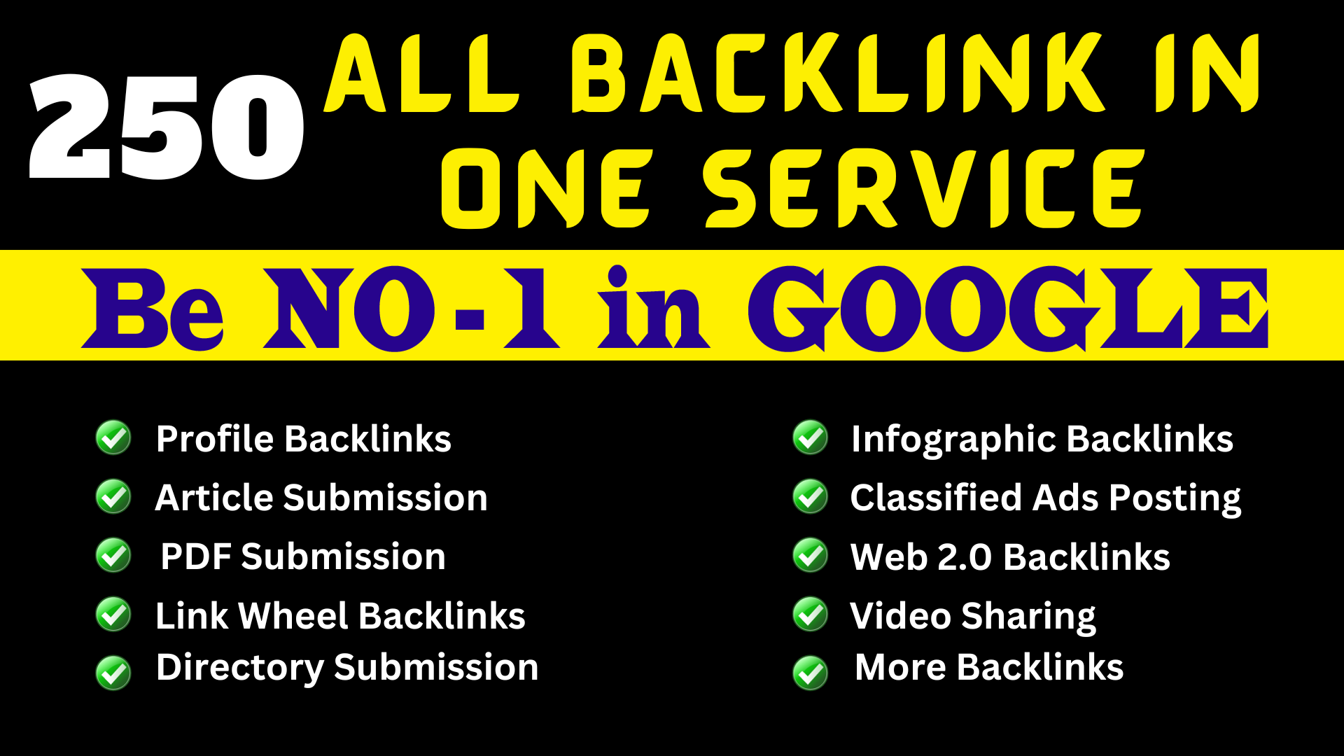 All in one services create 250 high quality backlinks...