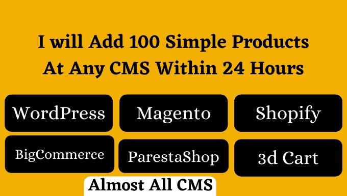 I will add 100 simple products on your ecommerce webs...
