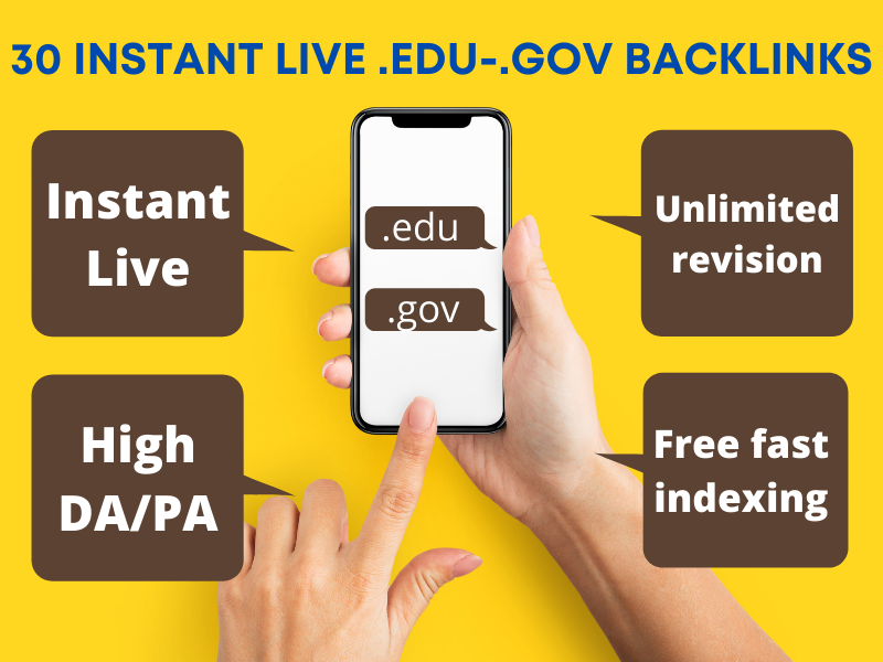 Get 30 instant live. edu. gov high authority backlink...