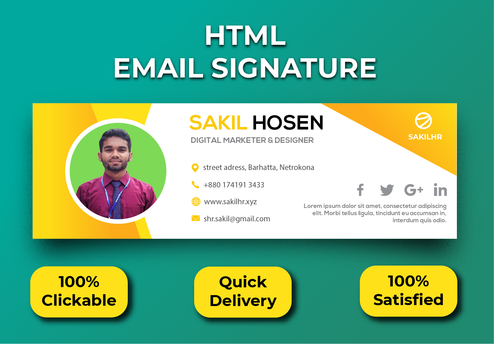 I will design Clickabe HTML Email Signature in just 5...