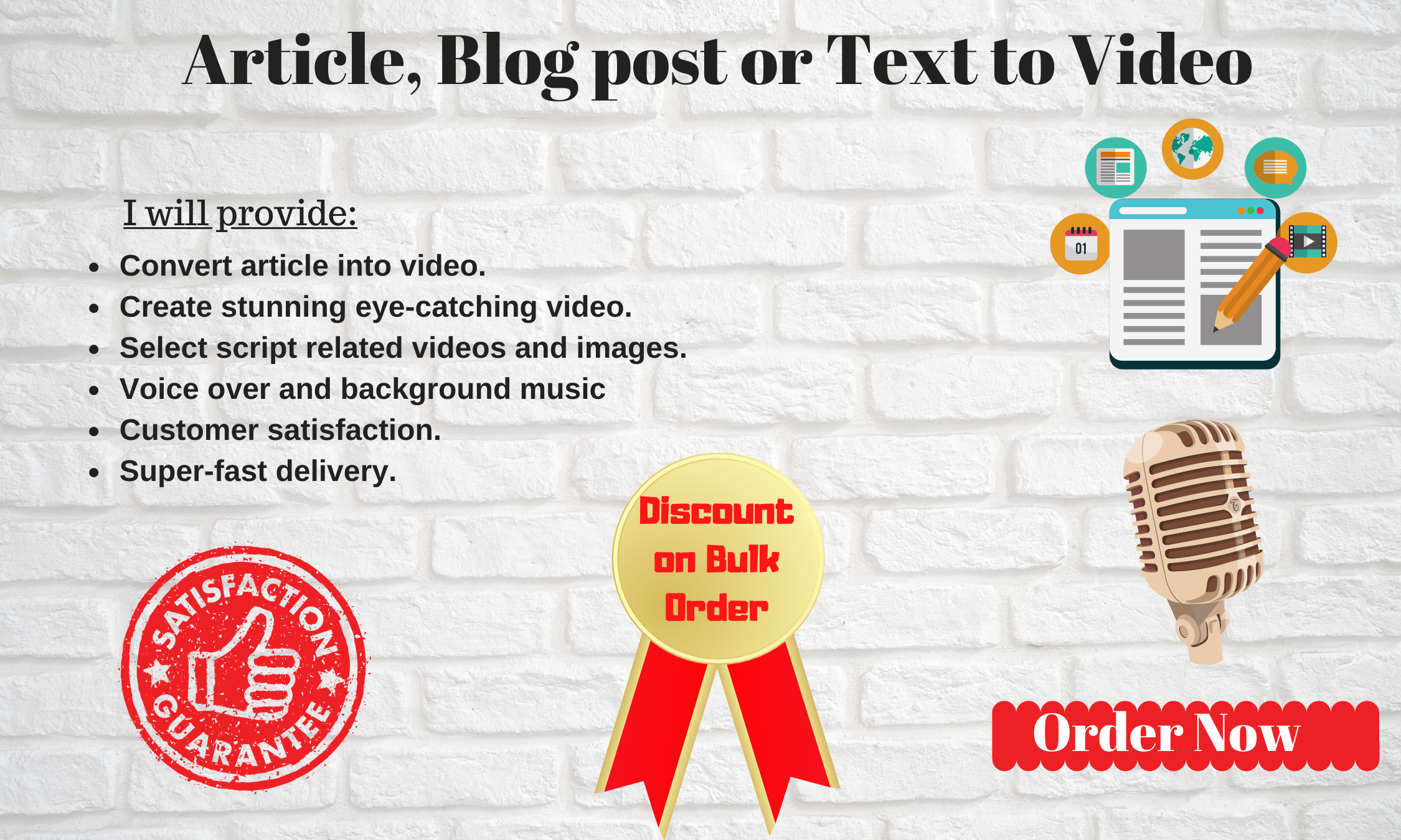 I will turned blog post, article or text into video ...