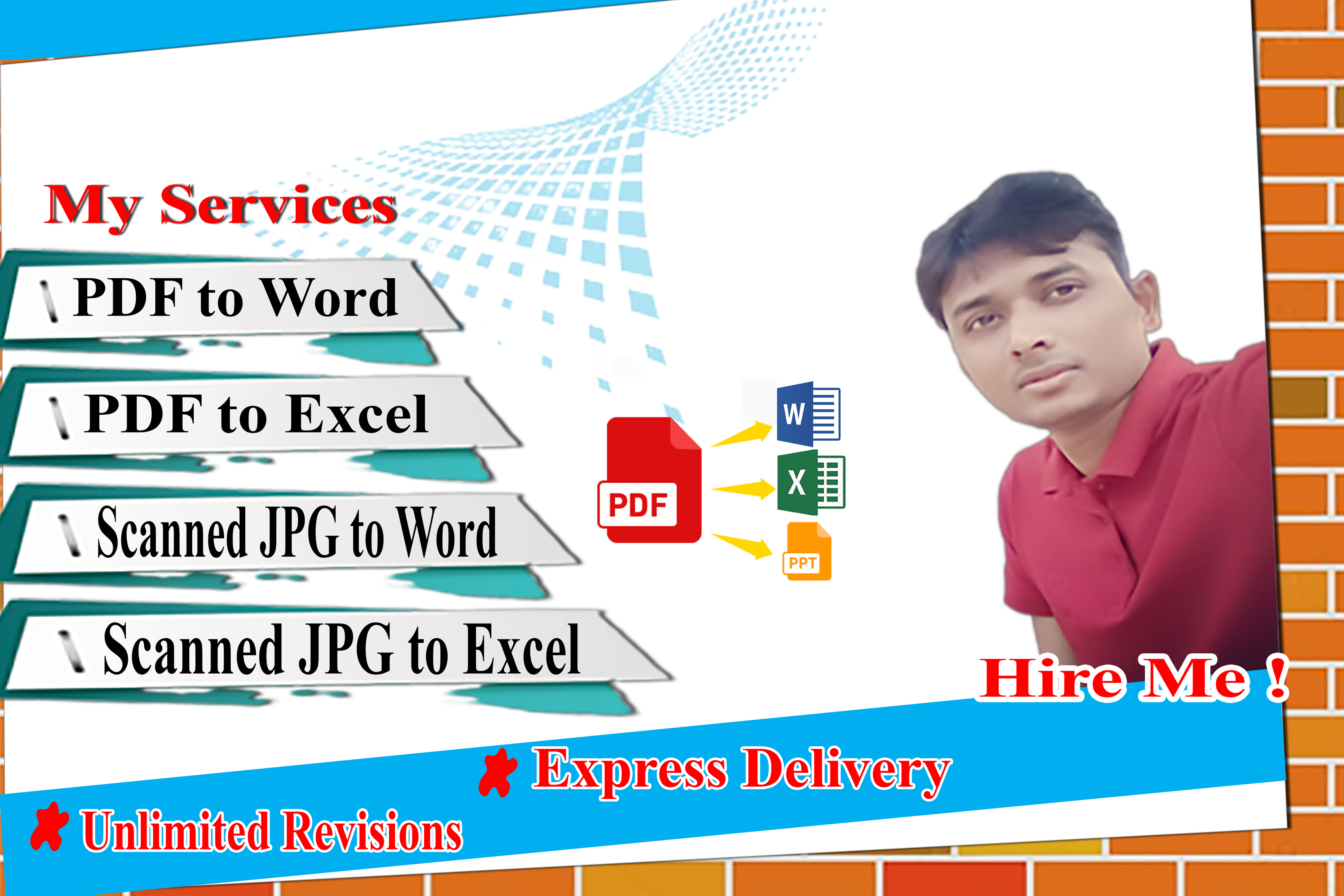 I will do convert PDF image to a word or excel at the...
