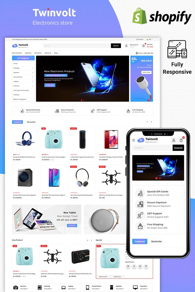 I will design a Shopify compatible with all smart dev...