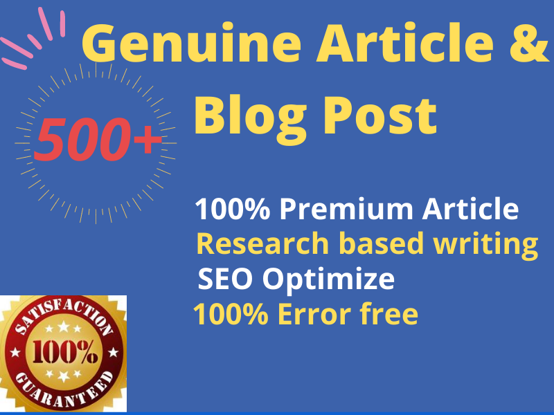 I will be writing 500 words unique articles and SEO o...