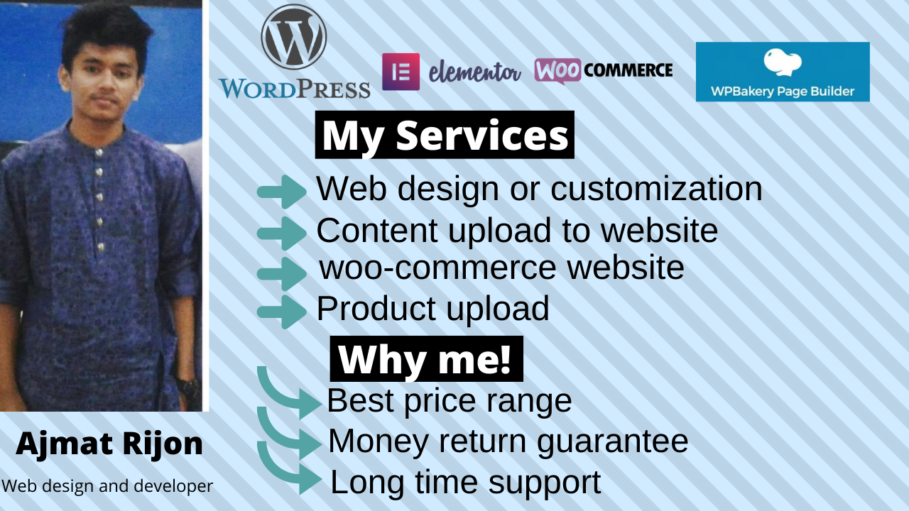 I will build your website by using wordpress within 3...