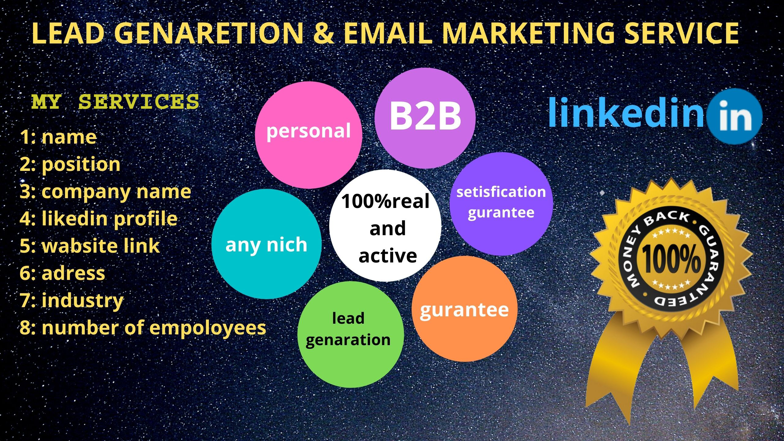 I will do for you b2b 100 lead generation or 3k email...