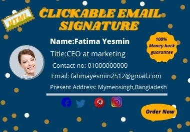 I will create 1 professional clickable HTML mail sign...
