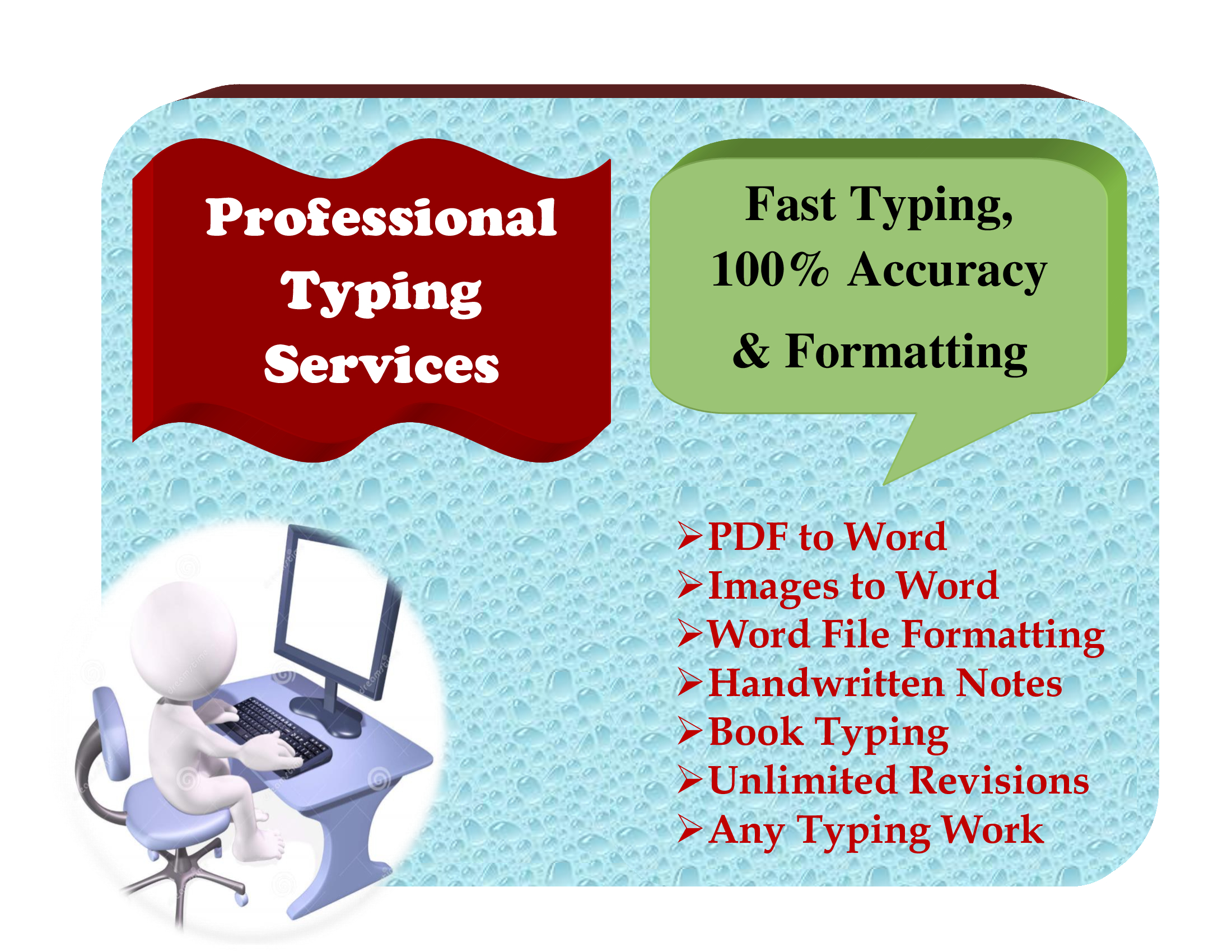I will professionally do ms word, excel data entry, ...