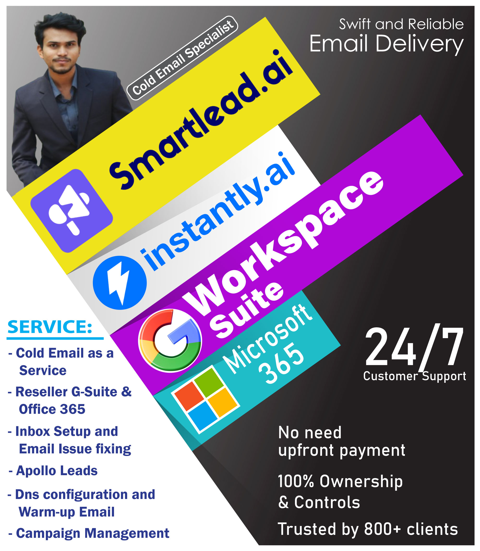 I will setup instantly ai and smartlead ai for cold e...