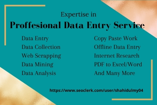 I can support your virtual assistant for data entry, ...