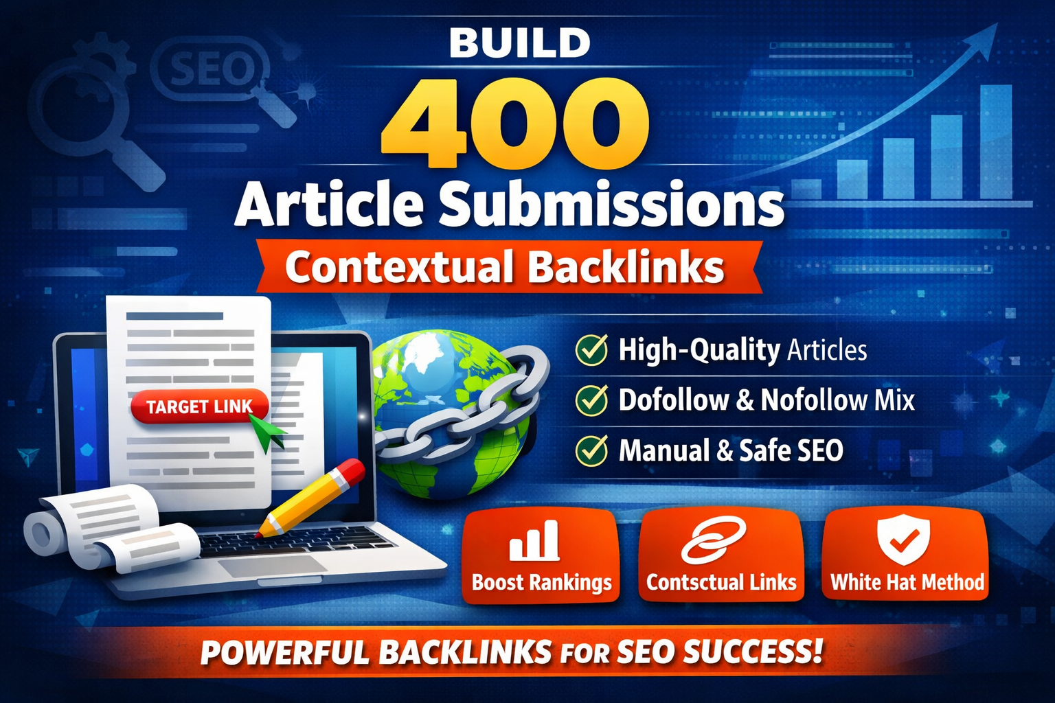 Build 400 article submissions contextual backlinks fo...