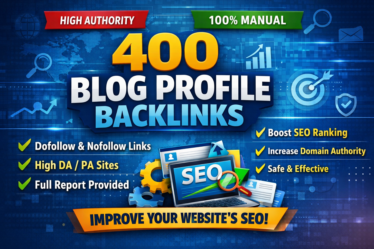 I will build 400 blog profile backlinks for website S...