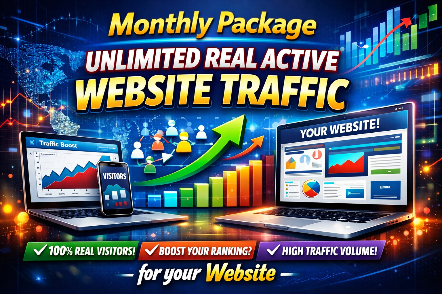 Monthly Package Unlimited Real Active Website Traffic...