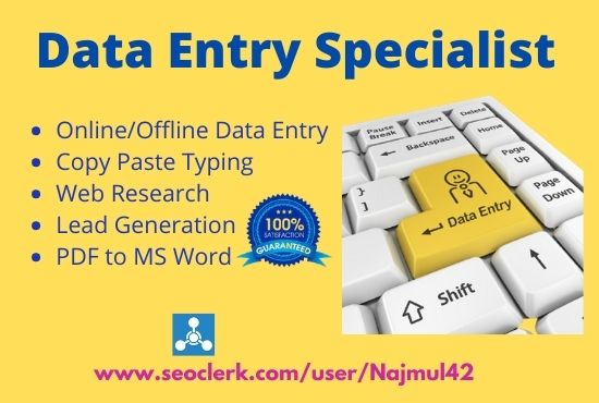 I will do Data Entry, Copy Paste, Fast Typing work ...