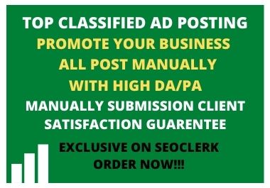 I will do 20 manually ad posting on top rank rated cl...