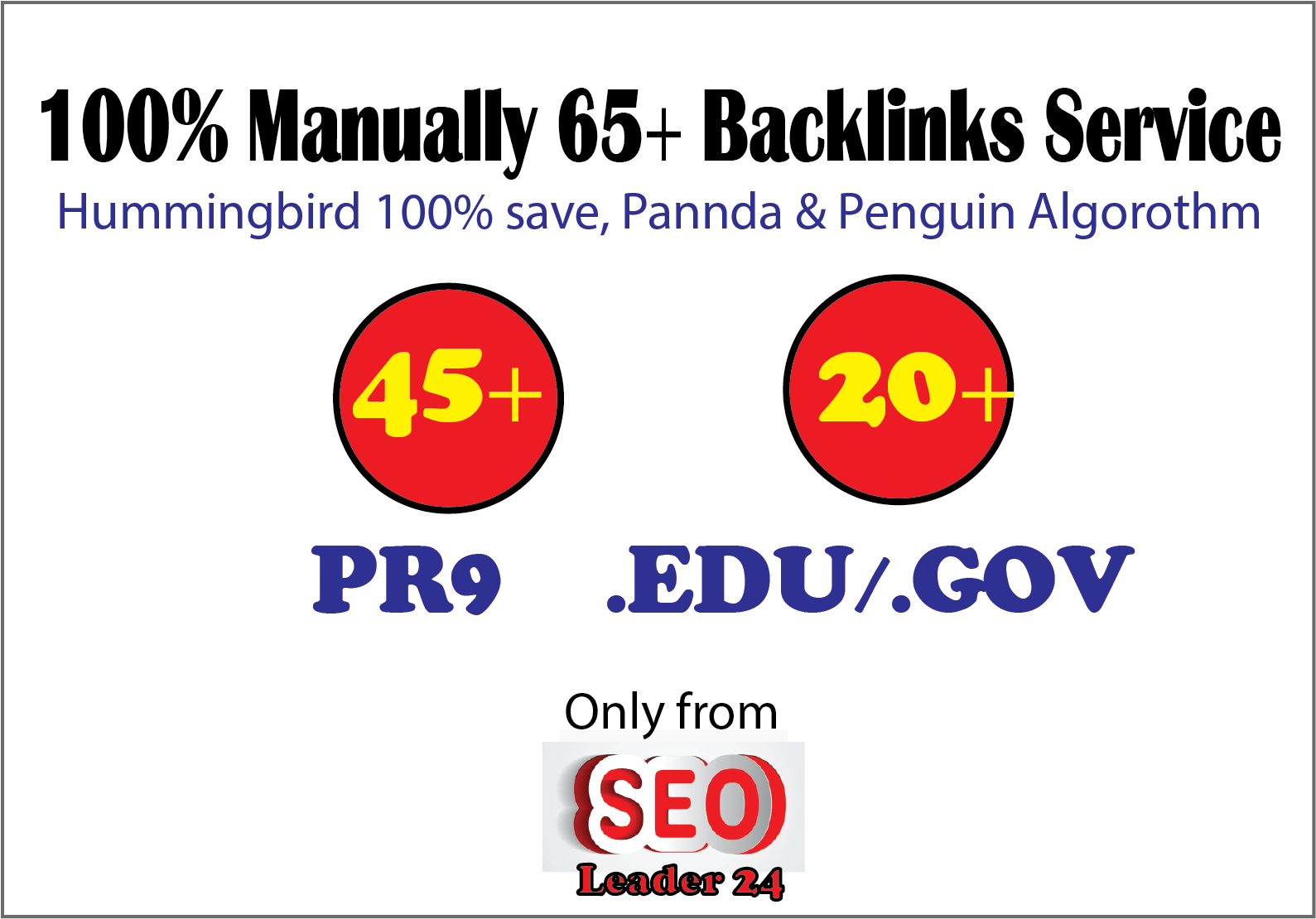 I will manually do 45 PR9 + 20 EDU/GOV Safe SEO High ...