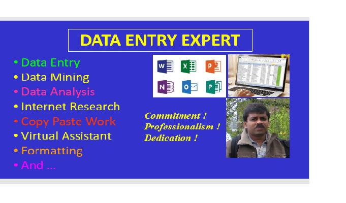 I will do any data entry online or offline, web rese...