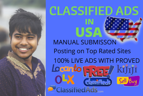 I will do post your ads in top USA classified ads sit...
