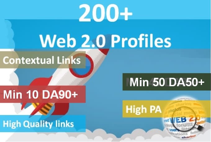 I will do 200 high authority web 2 0 profile backlink...