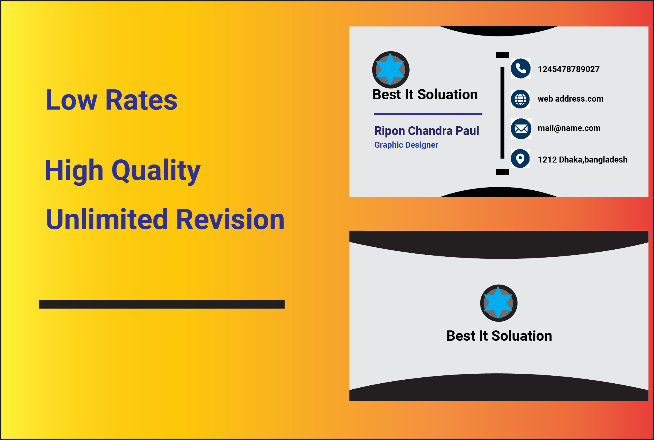 Make unique business card, colourful and good looking