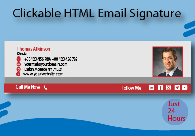 I can code a professional HTML clickable email signat...