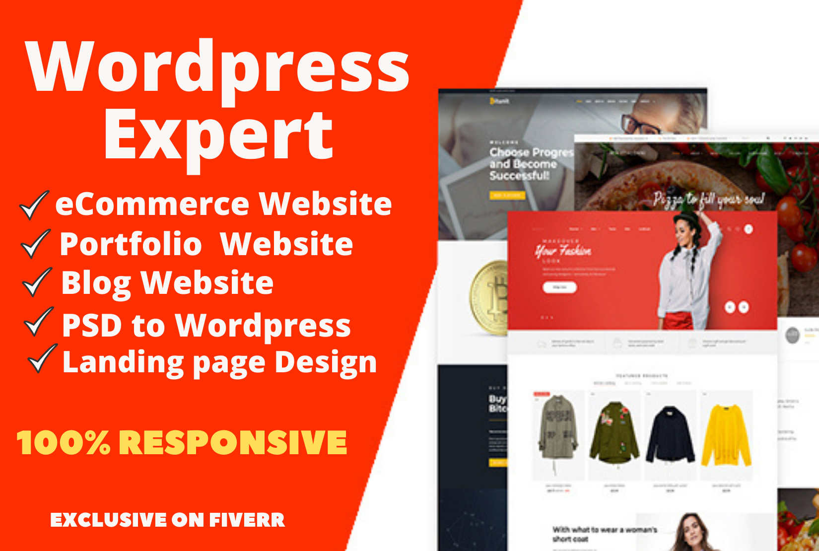 Create wordpress eCommerce, portfolio, blog or land...