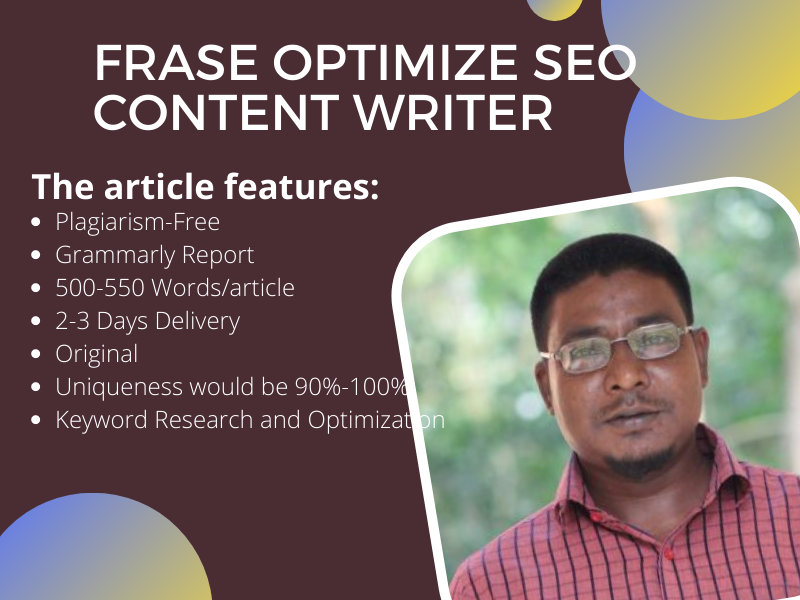 Frase optimize SEO Content Writer- 1000 words ARTICLE...