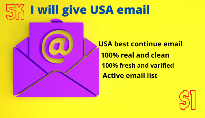 I will give USA fresh, real and clean email.