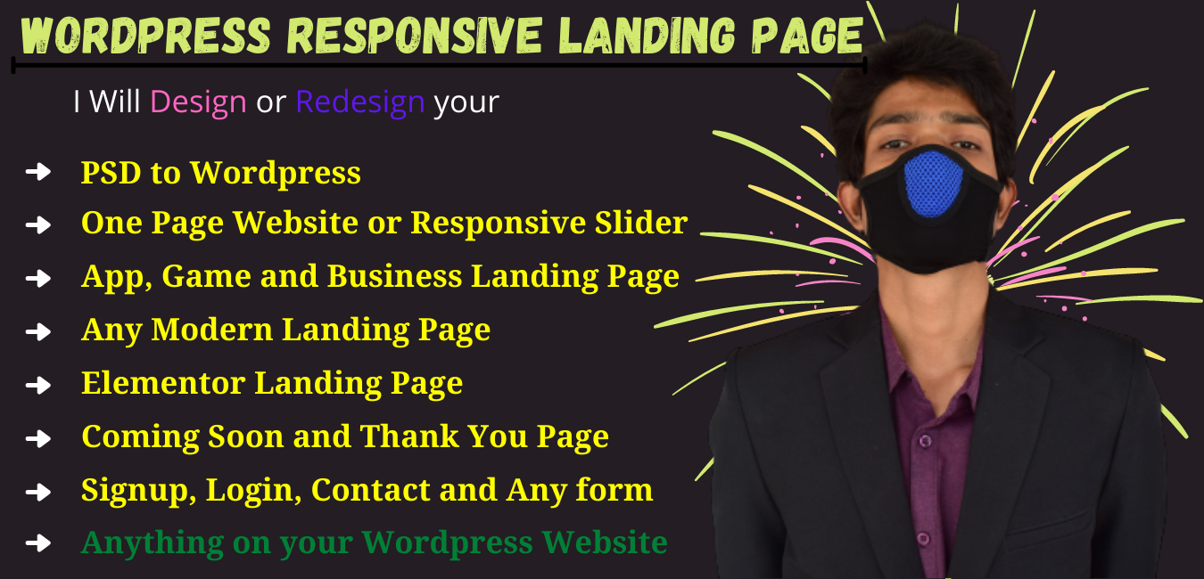 I will build a surprising wordpress landing page 2 se...
