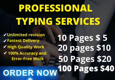 Professional super fast typing job, data entry work,...