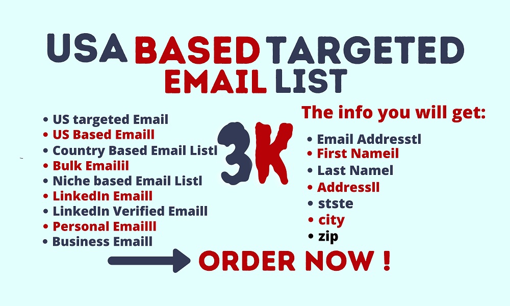 I will provide 3k USA based targeted Active email lis...