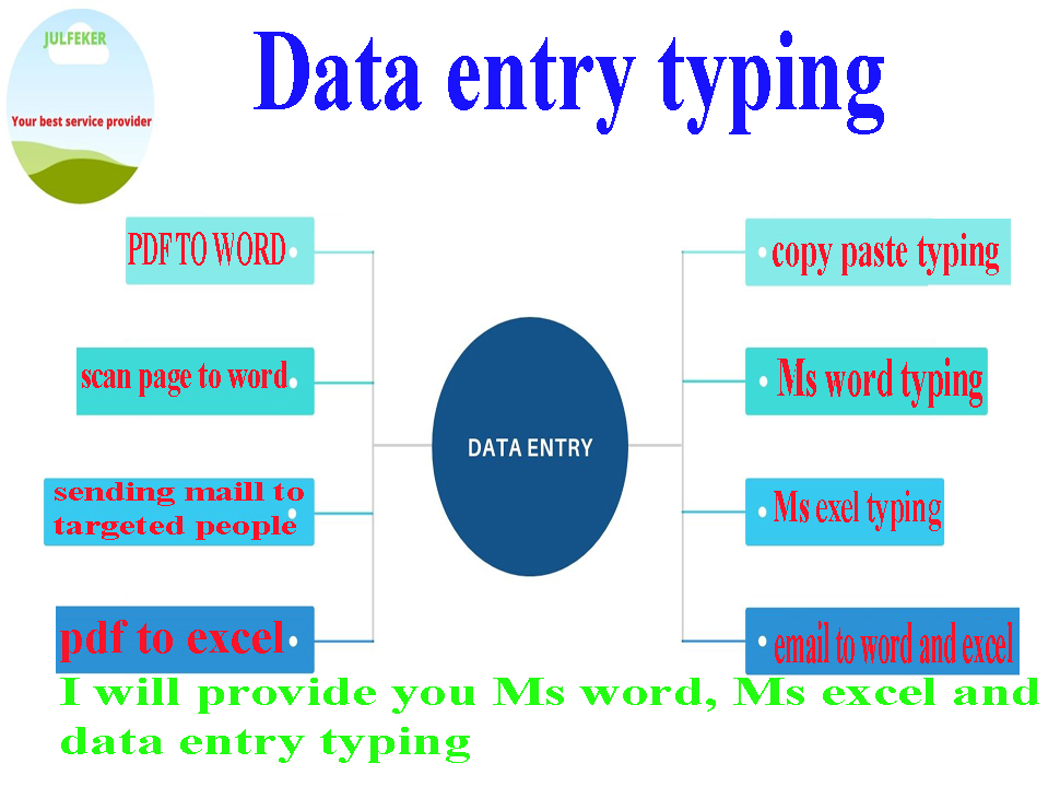 I will do data entry work, MS Word, MS Excel, PDF ...