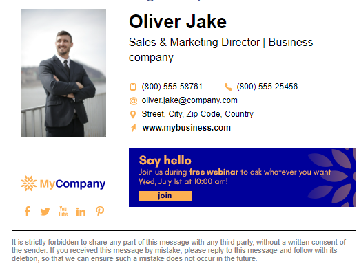 design HTML email signature, clickable email signatu...