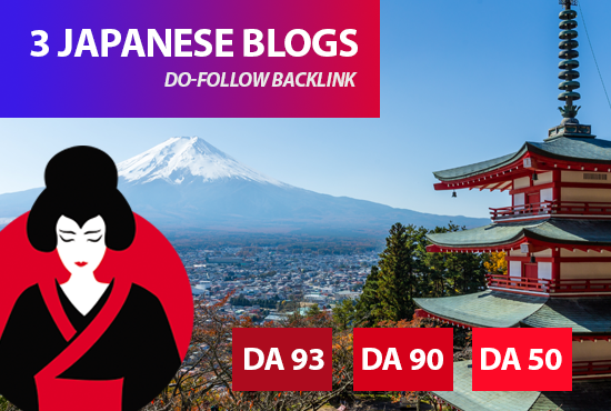 I will place 3 backlinks in my japanese travel blogs,...