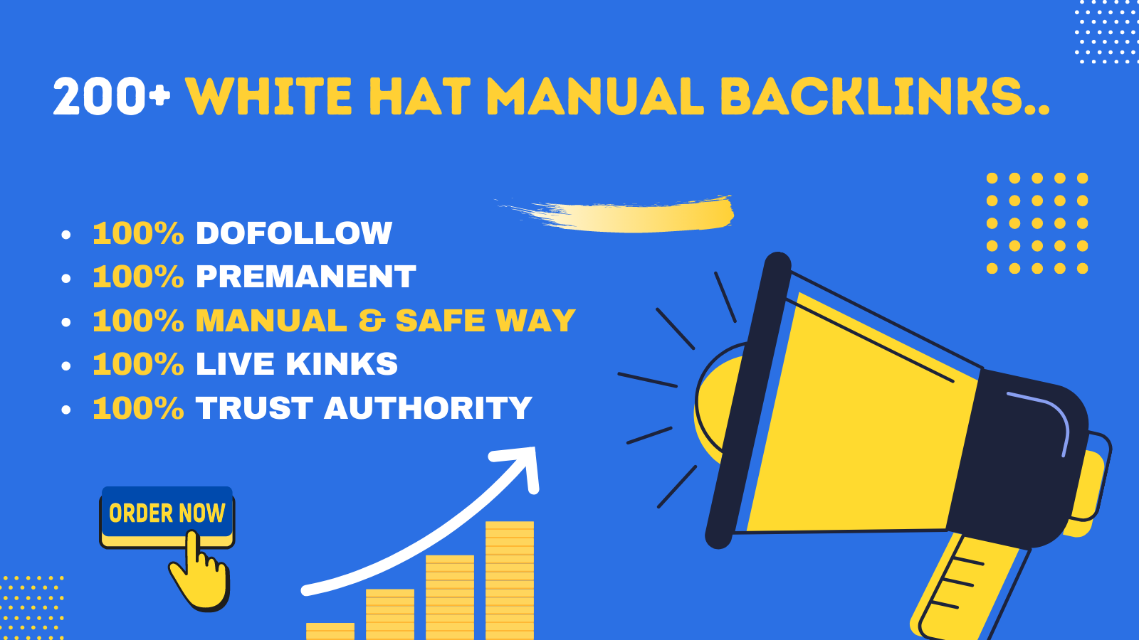 I will 200+ white hat SEO backlinks manual for google...