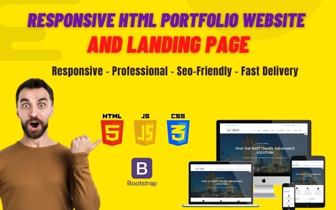 design a website landing page and html portfolio webs...