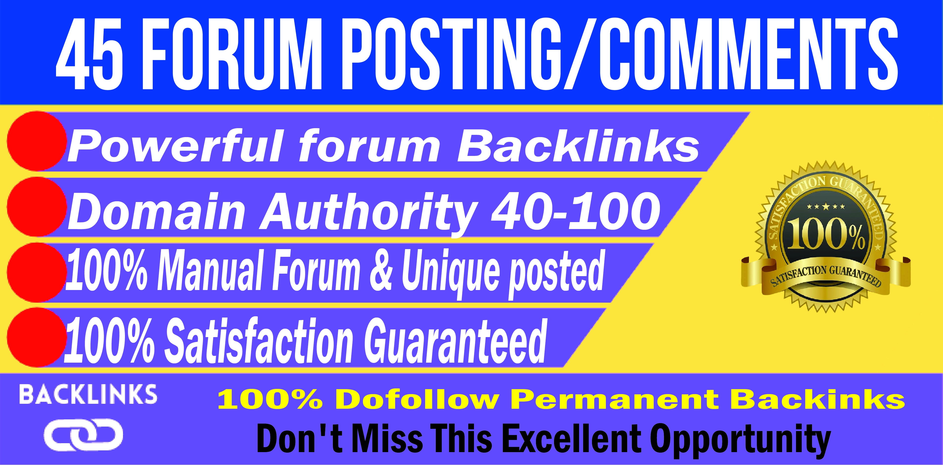 Create Forum Posting Backlinks 45 High Authority Link...