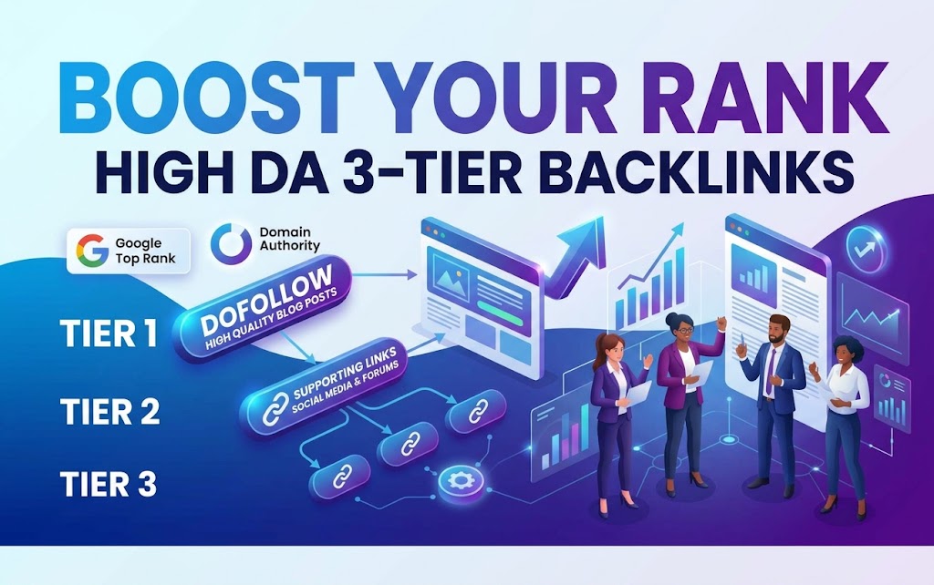 improve your SEO with DA 70+ 3 tier dofollow 110 back...