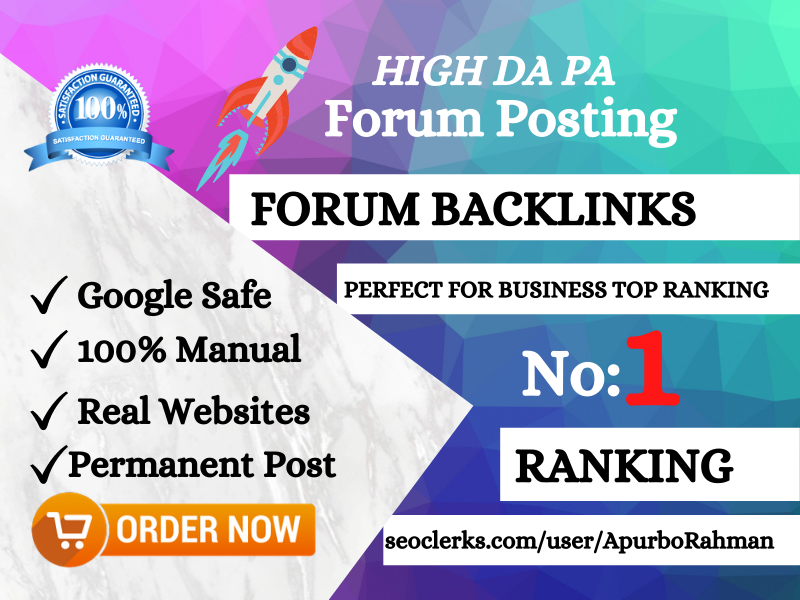 I will provide 20 high quality forum posting backlink...